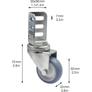 Wagner Apparate-Lenkrolle, 50kg, Ø 5cm, mit Maßen. Rolle für Möbel und Geräte.