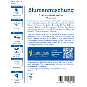 Kiepenkerl Blumenmischung Trockene Gartenecken, mehrfarbig. Blumensamen für sonnige Standorte.