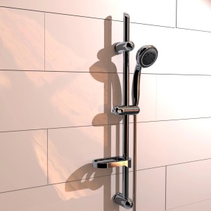 Schütte Stangenbrause-Set Fresh Chrom mit Handbrause, Brausestange und Seifenschale.