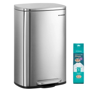 Songmics Mülleimer Plushic mit Fußpedal 50 l Silber