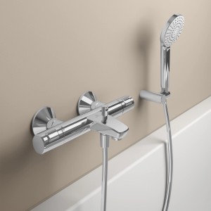 Ideal Standard Ceratherm T25 Badethermostat Aufputz in Chrom mit Handbrause.