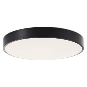 Smarte LED Deckenleuchte Vadin, schwarz-weiß, Ø 49cm, mit Fernbedienung und einstellbarer Lichtfarbe.