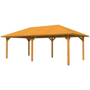 Skan Holz Pavillon Orleans 2, eiche hell lasiert, mit Holzpfosten und Dach. Gartenlaube für den Garten.