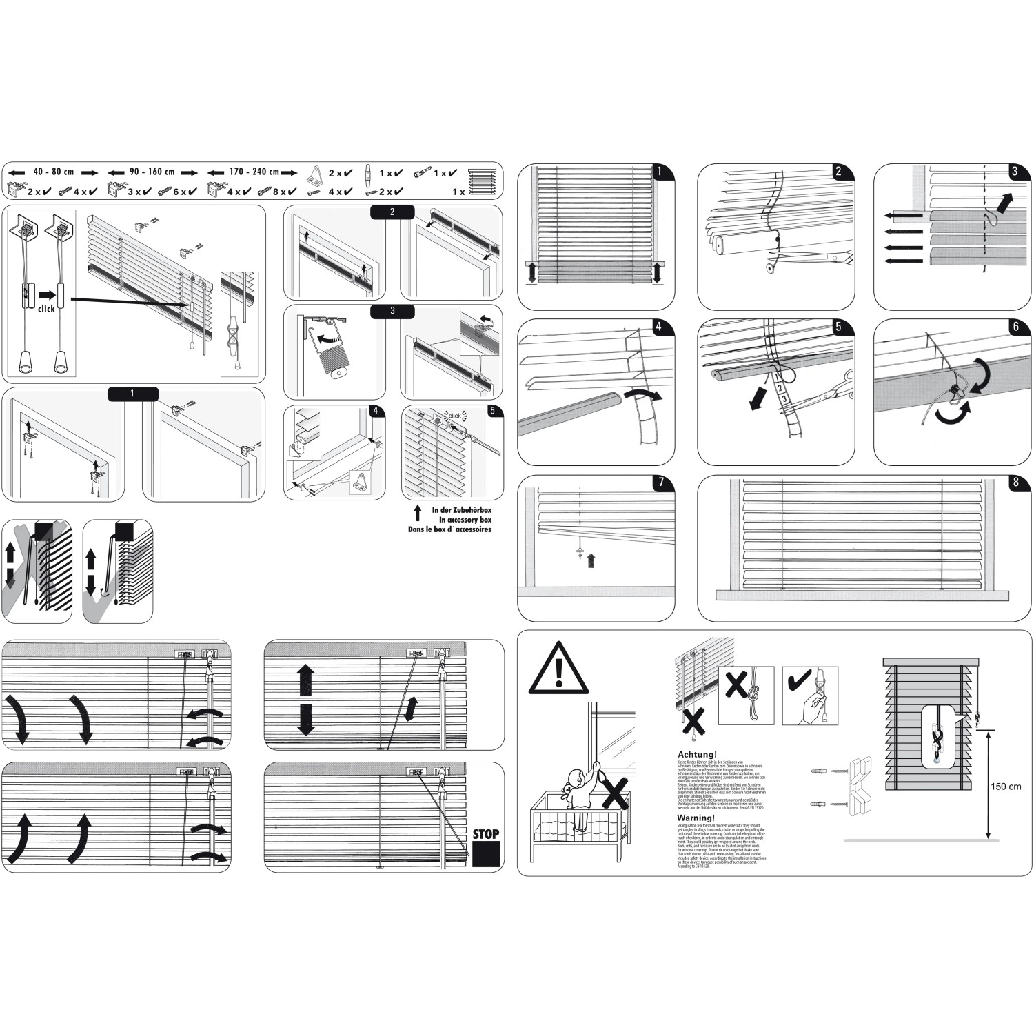 Montageanleitung für Gardinia Aluminium Jalousie, 110x175 cm, silberfarben.