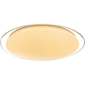 Weiße LED-Deckenleuchte Sajama mit Sternenhimmel-Effekt, Ø 30 cm. Lichtfarbe einstellbar.