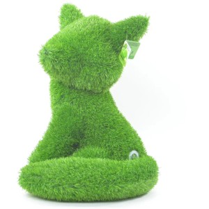Grüne AniPlants Gartenfigur Fuchs, sitzend, 35 cm. Dekorative Gartendeko in Grasoptik.