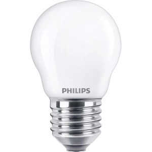 Philips LED-Lampe E27 Tropfenform, 6,5W, 806lm. Weißes Leuchtmittel mit E27-Sockel.