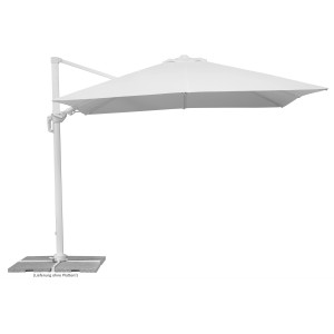 Weißer Schneider Ampelschirm Rhodos, 360x300 cm, mit Kurbelmechanik und UV 50+ Schutz.