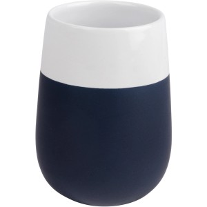 Wenko Zahnputzbecher Malta, Keramik, blau-weiß. Moderner Bad-Accessoire für Zahnbürsten.