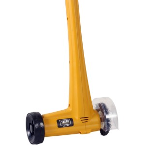 Gelbe Texas Elektro-Unkrautsbürste WR140 mit Stahl- und Nylonbürste für die Unkrautentfernung.