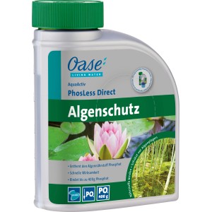 Oase AquaActiv Algenschutz PhosLess Direct 500ml Flasche zur Teichpflege.