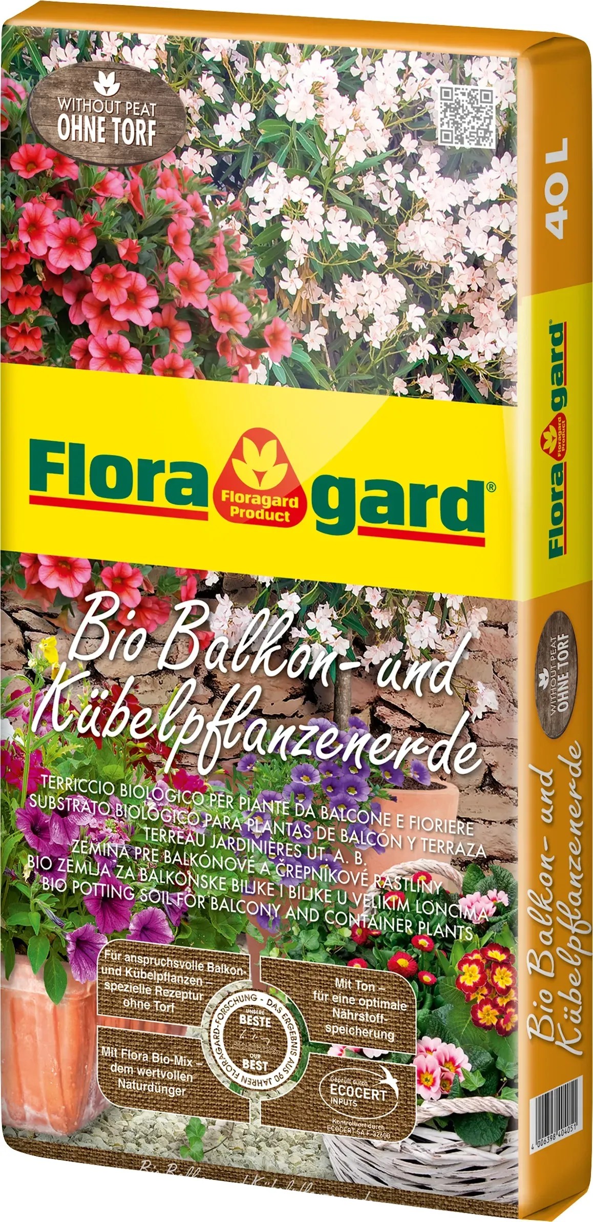 Floragard Bio Balkon und Kübelpflanzenerde ohne Torf 1 x 40 l kaufen
