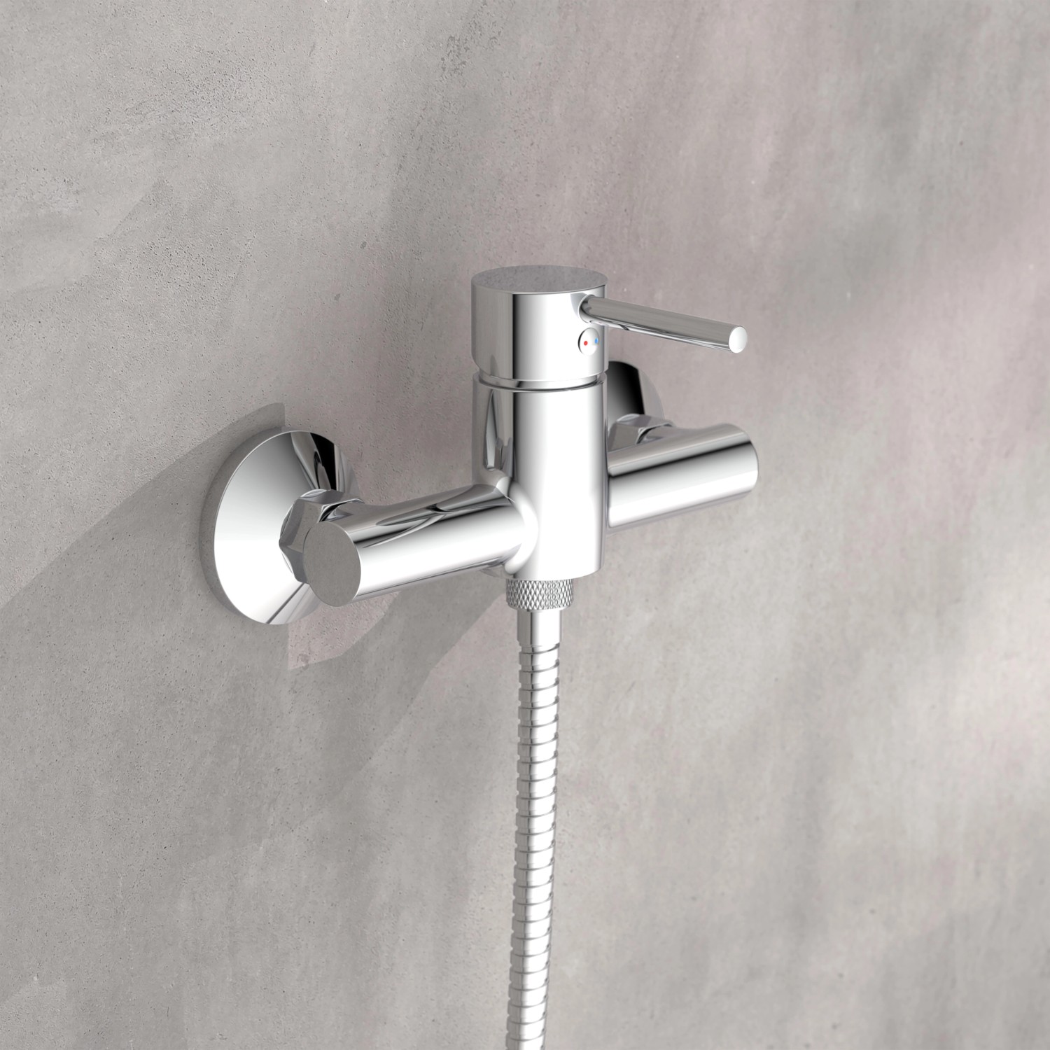 Schütte Duscharmatur Laurana Chrom, elegante Badarmatur mit Brauseschlauch.