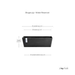 Ecopots Pflanztopf Bruges Dunkelgrau 55 cm x 17 cm