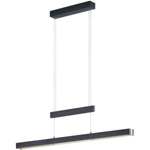 Moderne LED-Pendelleuchte Trajan in Schwarz/Messing mit Touch Dimmer für Wohn- und Esszimmer.