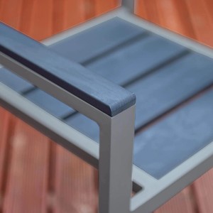 Detailansicht: Home Deluxe Gartenstuhl Madera, hellgrau, Aluminium, 12er-Set.