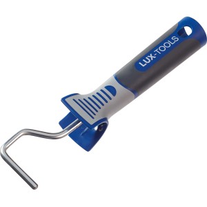 LUX Steckbügel 5 cm für Farbroller mit blau-grauem Griff und Aufhängeloch.