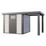 Gerätehaus Classico 2424 mit Offene Lounge S Rechts 406 cm x 238 cm Weiß