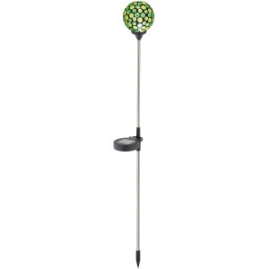 OBI LIGHTING LED-Solarspieß Cori Mosaik Grün mit Edelstahl-Stab und Solarpanel.