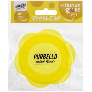 Purbello FreshCap für HundeRolle 800g, gelber Deckel zum Frischhalten von Hunde-Nassfutter.