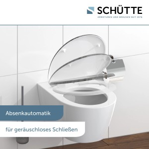 Schütte WC-Sitz aus Duroplast mit Absenkautomatik für leises Schließen, Standardgröße.