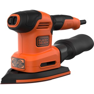 Black+Decker Multischleifer BEW200, 200W, 4-in-1 Schleifmaschine in Orange und Schwarz.