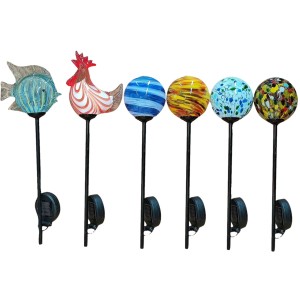 Verschiedene Boltze Gartenstäbe mit Solar, Glas, als Deko für den Garten.