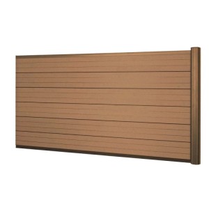 WPC-Sichtschutz Savoie, Erweiterungselement niedrig, 1,85 m, Teak mit Alu-Pfosten.