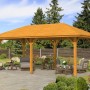 Holz-Pavillon Orleans: Eiche hell lasiert, 294x576 cm. Gartenlaube mit robuster Leimholz-Konstruktion.
