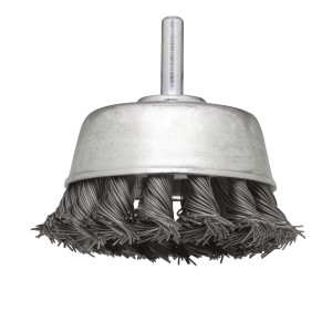 LUX Topfbürste 65mm gezopft für Bohrmaschinen zum Entrosten und Säubern.