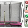 EXIT Silhouette Bodentrampolin 214x305cm, rosa, mit Sicherheitsnetz und Fußschutzsystem.