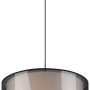 Moderne Trio Pendelleuchte Burton, schwarz matt, mit doppeltem Stoffschirm in Weiß und Schwarz.