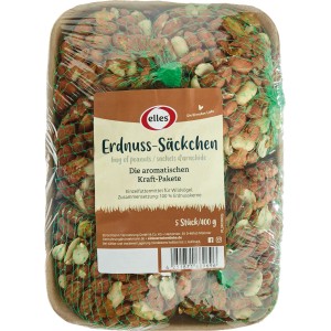 Elles Wildvogelfutter Erdnuss-Säckchen, 5 Stück. Vogelfutter mit Erdnüssen im Netz.