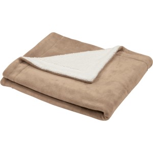 Beige Fleecedecke Sherpa (130x150 cm) mit Lammwollplüsch, ideal als Überwurf.
