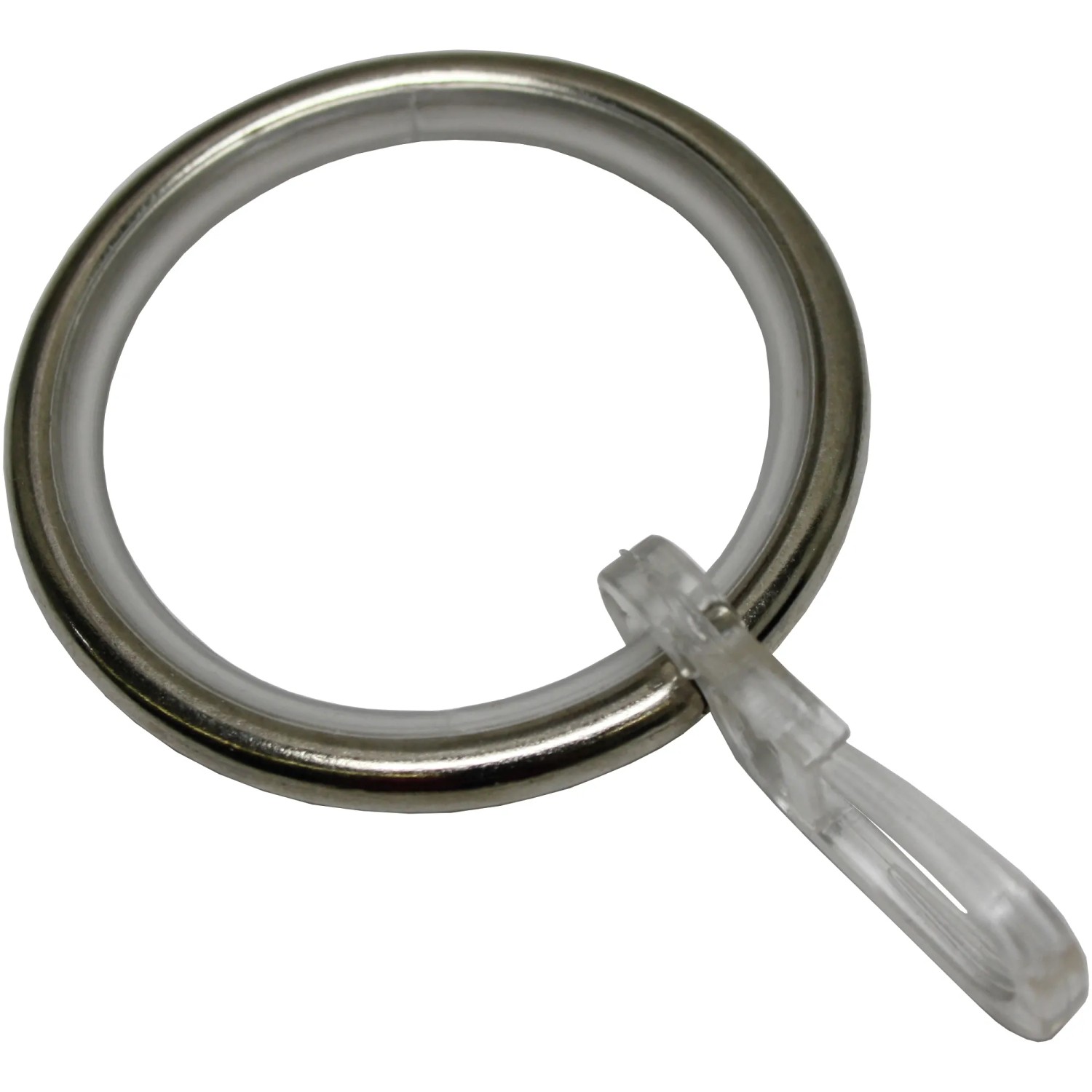 Gardinia Gardinenring Edelstahl-Optik mit Gleiteinlage und Faltenlegehaken.
