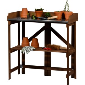 Dobar Pflanztisch Faltbar mit Ablage 86 x 43 x 88 cm Dunkelbraun FSC®