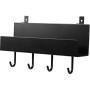 Schwarzes DenPanels Regal mit 4 Haken (21,5 cm) zur Wandmontage, inkl. Schrauben.