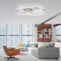 Moderne LED-Deckenleuchte Asmina von Just Light, Aluminium, 69x55 cm, mit verschlungenen Ringen.