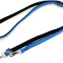 Blaue Heim Hundeleine, 20mm breit und 200cm lang, mit schwarzem Neoprenfutter und Bolzenhaken.
