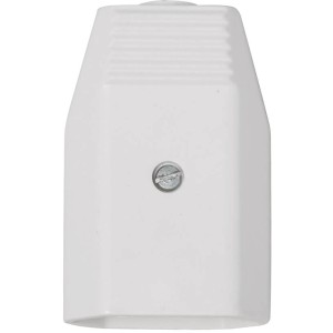 Weiße Europa-Kupplung (Flachstecker) mit Schraubanschluss.