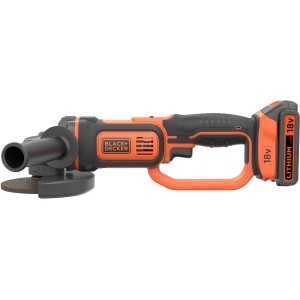 Black+Decker Akku-Winkelschleifer BCG720M1, 18V, 125mm Scheibe, mit Akku. Ideal zum Schleifen und Trennen.