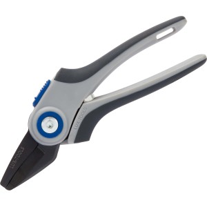 LUX Universalschere mit grau-schwarzen Griffen und antihaftbeschichteter Klinge.