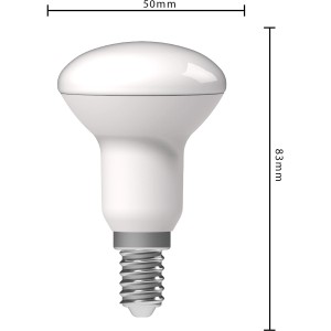 LED-Leuchtmittel E14 Pilzkopf R50, 4,9W, 470lm, Ø 5cm, 8,3cm. Einstellbare Farbtemperatur.