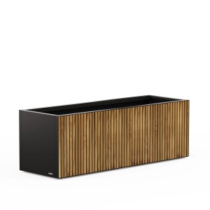 Herstera Garden Pflanzkübel Deco Planter, 50x150x50 cm, Schwarz-Natur, FSC®-zertifiziert.