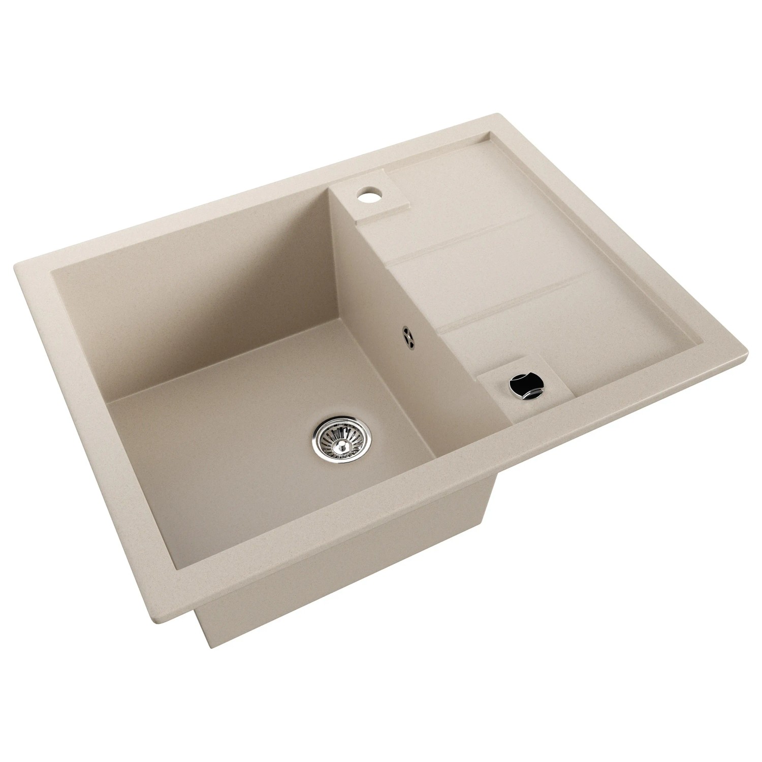 QUADRON Granit Doppelbecken-Spüle PETER 156 – 78x50x20 Cm, Beige/stahl, Für Unterschränke Ab 60 Cm
