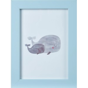 Blauer Bilderrahmen Under The Sea mit Wal-Motiv, 22x17 cm, für Kinderzimmer.