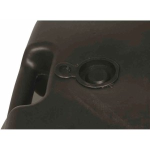 Detailaufnahme: Anthrazitfarbener Enne Plast Schirmständer Papillon, Verschluss für Wasser- oder Sandbefüllung.