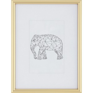 Goldener Kunststoff Bilderrahmen (18x24 cm) mit Passepartout für Fotos (10x15 cm).