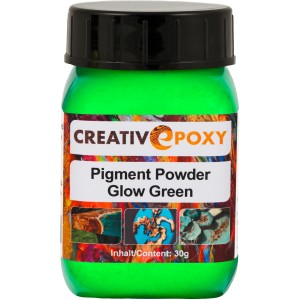 Grünes CreativEpoxy Tagesleuchtpigment Pulver, 30g, für leuchtende Effekte in Epoxidharz.
