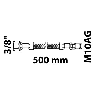 Kirchhoff Flexschlauch, 500mm, 15mm (3/8IG) x M10AG, flexibel und knickfest.